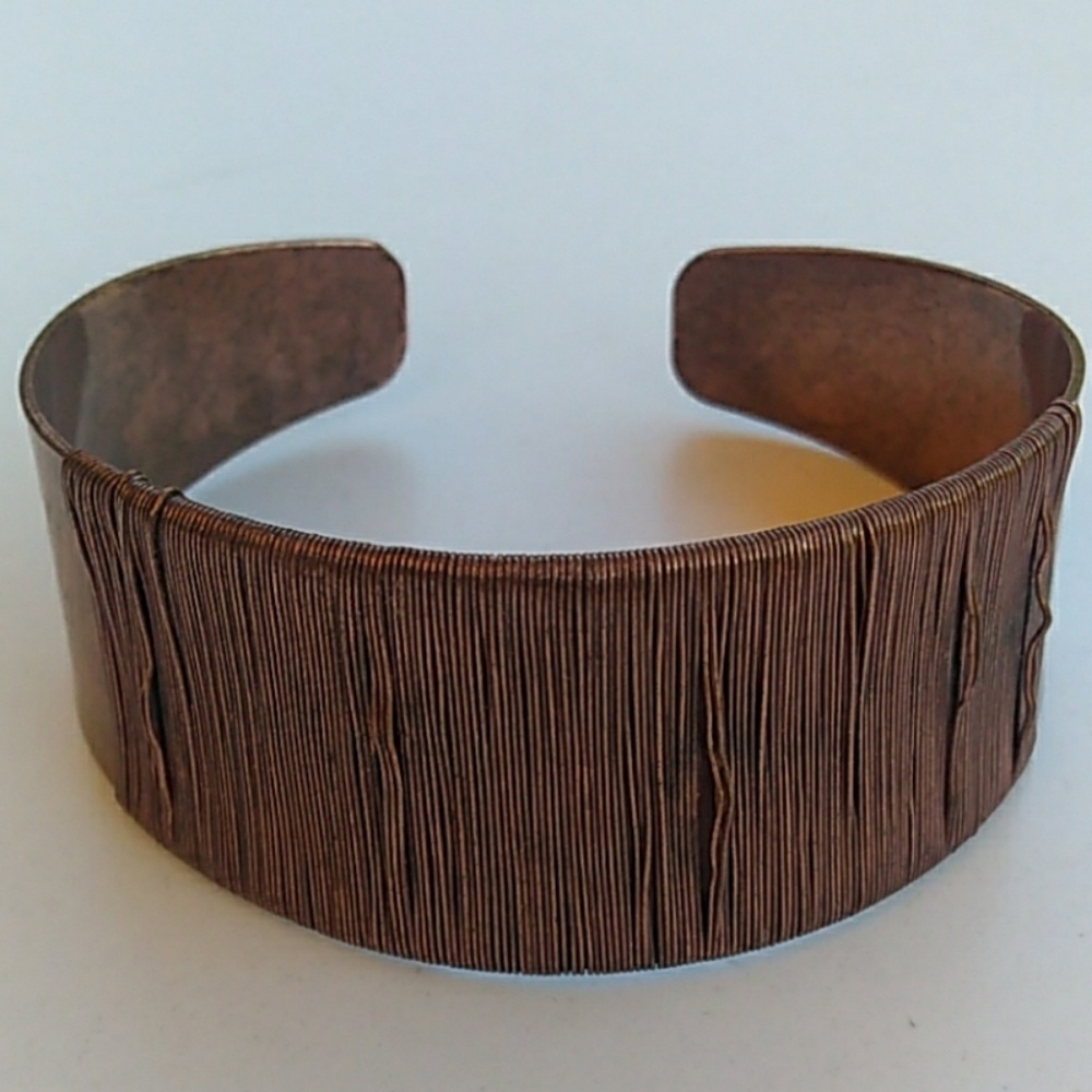 VINTAGE Wire Wrapped Solid Copper Cuff Bracelet - Picture 2 of 8